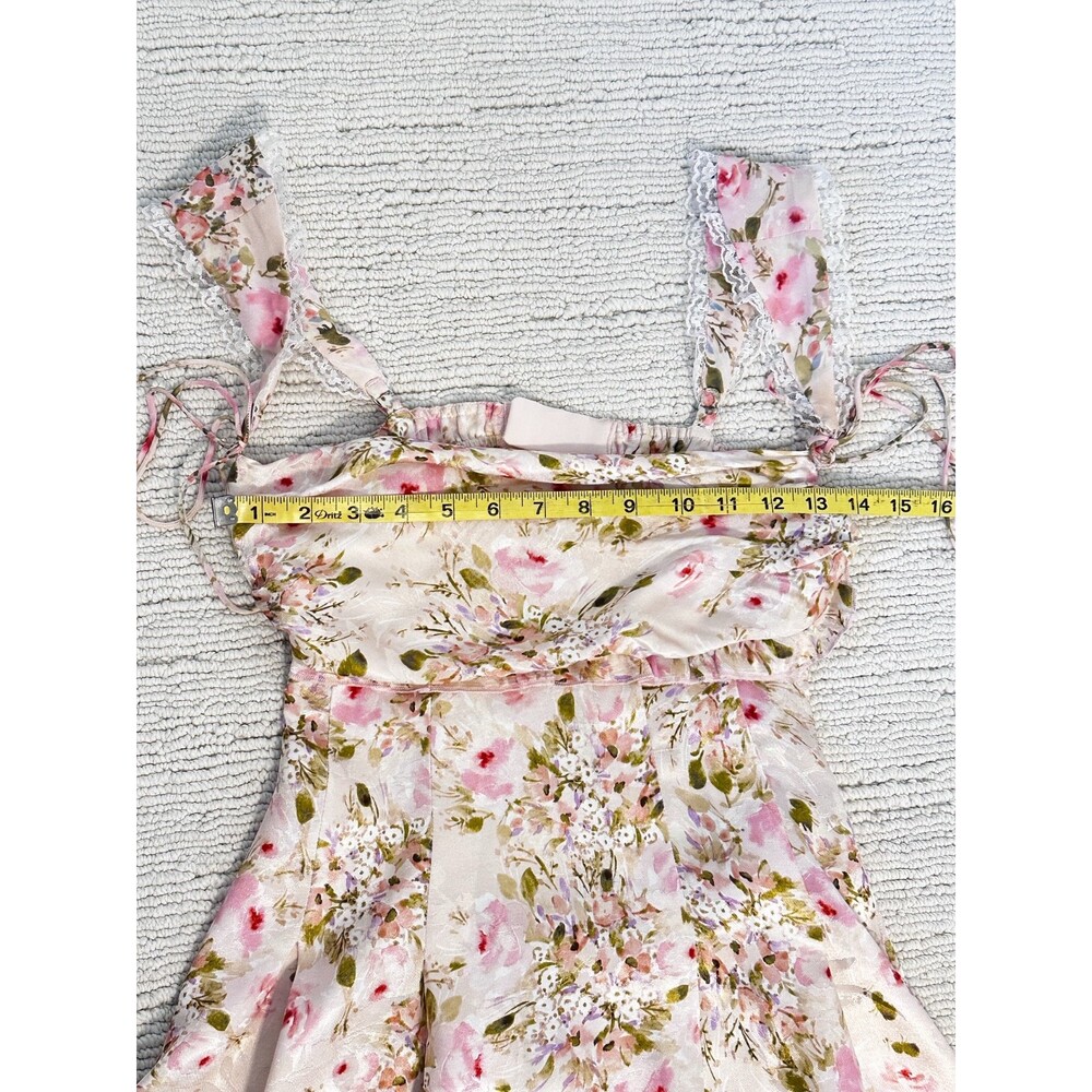 FOR LOVE & LEMONS Holland Mini Dress Women’s XS Pink Floral Coquette Romantic - Picture 10 of 16